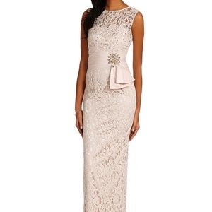 Eliza J Illusion Lace Column Gown